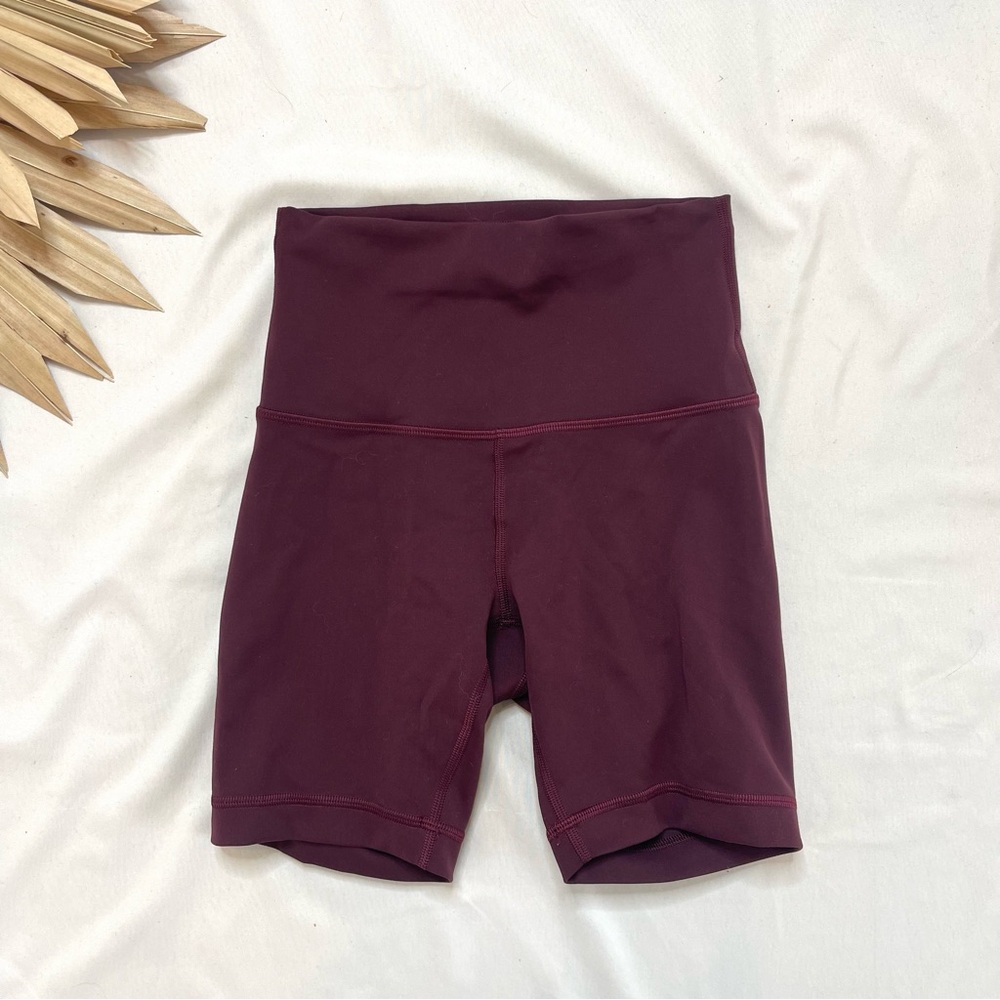 Lululemon Athletica Wunder Train High-Rise Cassis Maroon 6” Yoga Biker Shorts 2